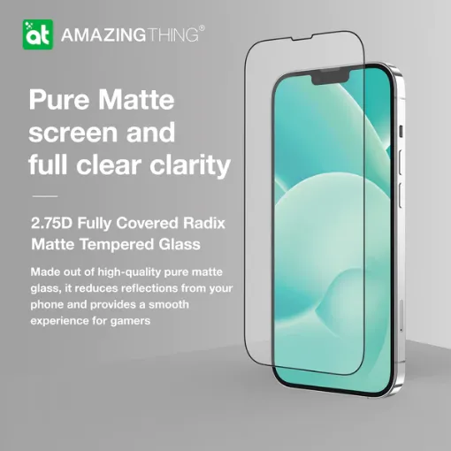 صورة حامي زجاجي مطفي راديكس بتغطية كاملة وتقنية                                     2.75D لآيفون 2022 بقياس 6.1 بوصة "برو".