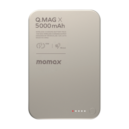 صورة MOMAX Q.MAG X 5000mAh GEN2 15W ULTRA SLIM MAGSAFE WIRELESS POWER BANK TITANIUM (NEW)