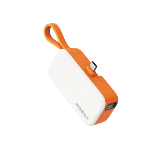 صورة MOMAX 1-POWER MINI 5000mAh 3IN1 POWER BANK WITH USB-C PLUG (Orange)