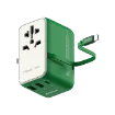 صورة MOMAX 1-WORLD 25W 3 PORT WITH BUILT-IN USB-C CABLE AC TRAVEL ADAPTOR (Green)