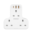 صورة MOMAX 3-OUTLET T-SHAPED EXTENSION SOCKET WITH USB-(US6UKW)-WHITE