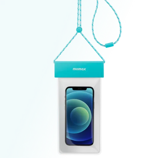 صورة MOMAX WATERPROOF PHONE PROTECTION BAG + HANGING CORD BLUE