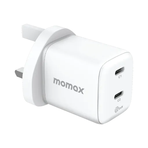 صورة شاحن Momax 1-Charge 45W 2-Port GaN (أبيض)